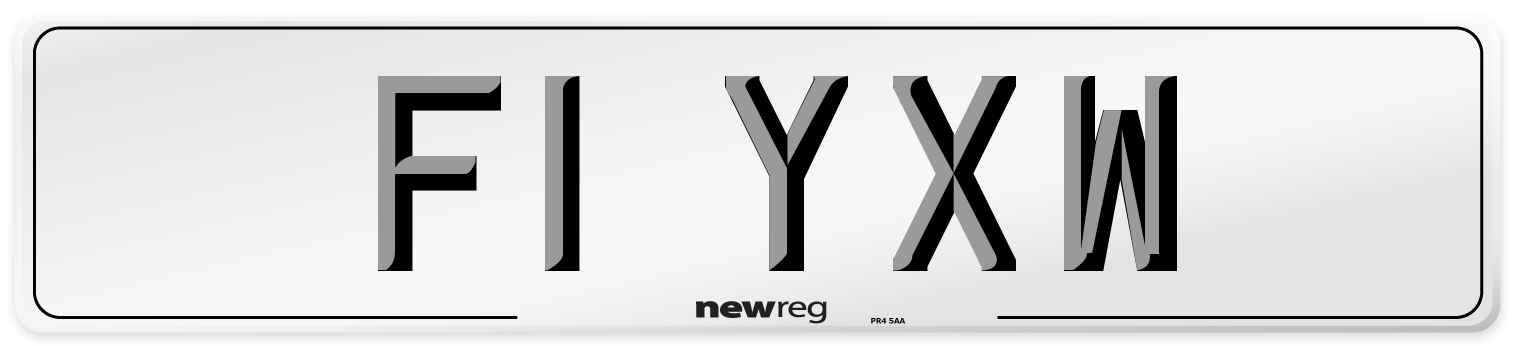 F1 YXW Number Plate from New Reg